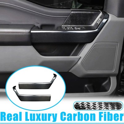 2xFront Door Handle Panel Cover Trim Bezel For Ford F150 F250 21-25 Carbon Fiber