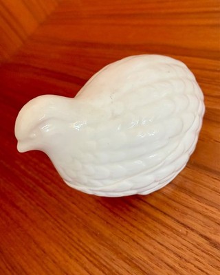 Vintage Bone China Wachtel Schmuckkästchen Made in England weiß Vogel Weihnachten Deko