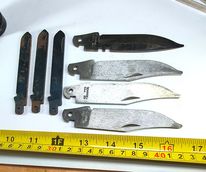 Schrade USA 60T Selector Knife Replacement Blades Lot + Unmarked Parts Vintage