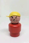 HTF Vintage Fisher Price little people all wood red mad boy/bully w/yellow cap
