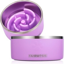 64 OZ Dog Bowl with Slow Feeder Insert Stainless Steel Pet 64 OZ, Lavender