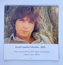DAVID CASSIDY 12 X 12 2026 CALENDAR - Free Partridge Family Tote Bag Included