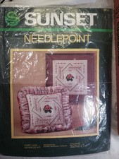 Vintage Sunset Needlepoint Stitch Kit  6316 Rose Ivory Lace Picture or Pillow