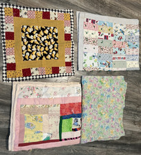 Baby Quilts Handmade Patchwork AOP Multi Color Lot Of 4 Vintage