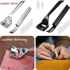 Metal Leather Skiver Safety Beveler DIY Cutting Tool Kit with 6PCS Skiver Blades