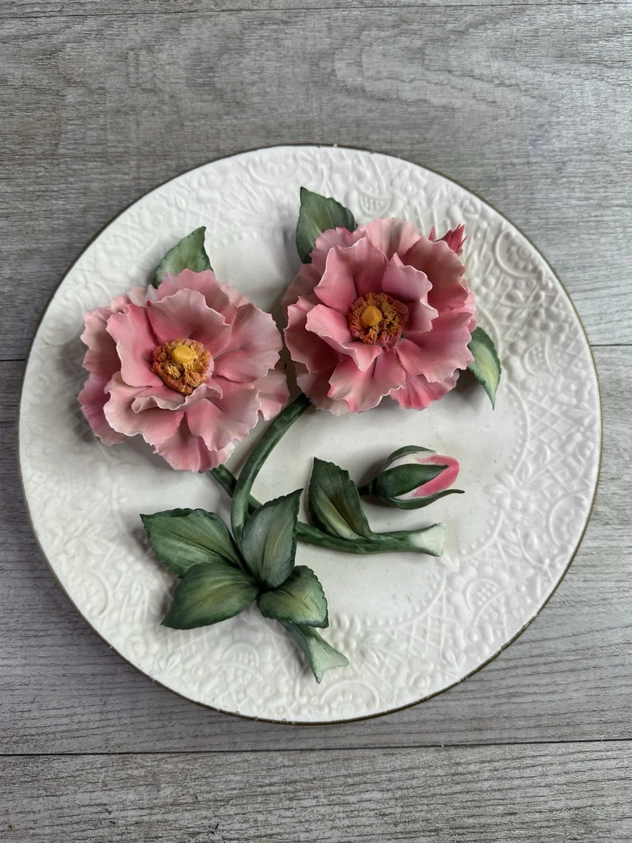 Franklin Mint Heirloom Plate Pink Roses Of Capodimonte Limited