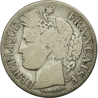 Monnaie, France, Cérès, 2 Francs, 1870, Bordeaux, B, Argent, KM:816.2 - Photo 1/2