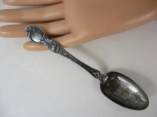 Vintage R W & S Wallace Sterling Silver Violet Spoon Stag Stamp Mono in Bowl