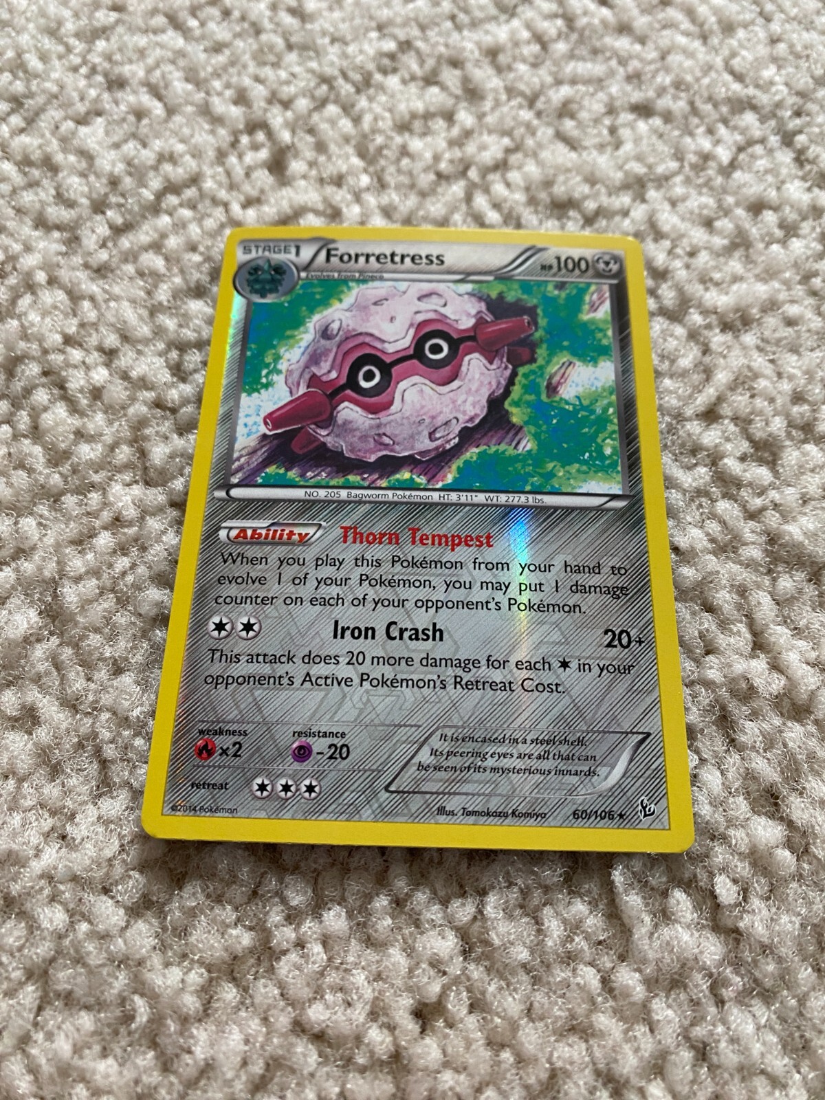 Pokémon TCG Forretress (Stage 1) Reverse Rare Holo 60/106 XY-Flashfire 2014 NM