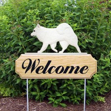 American Eskimo Wood Welcome Outdoor Sign