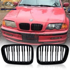 Gloss Black Dual Slats Front Kidney Grill for BMW E46 Sedan Pre-LCI 1998-2001