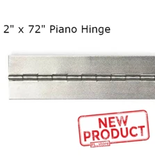 2" x 72" Piano Hinge No Holes Weldable Steel Finish Continuous Nonremovable Pin