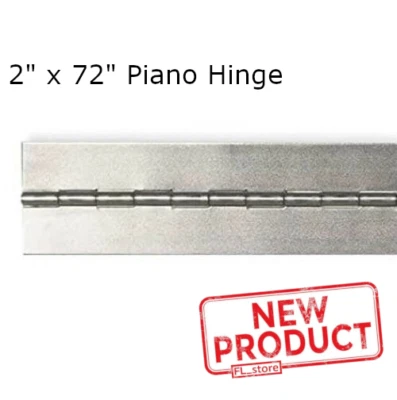 SELECT 2" x 72" Piano Hinge No Holes Weldable Steel Finish Continuous Nonremovable Pin