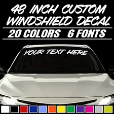 48" CUSTOM VINYL WINDSHIELD BANNER Lettering Decal Name Sticker Window Tattoo