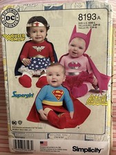 Simplicity 8193 Wonder Woman, Batgirl, Supergirl BABY COSTUMES Sz XXS-L Pattern