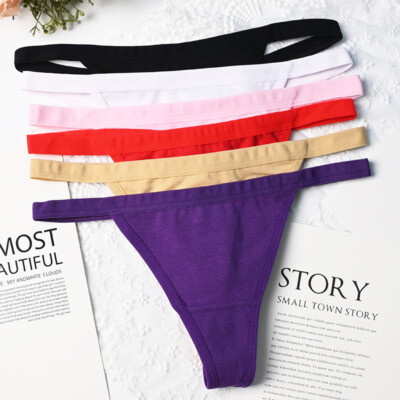 6 Packs Lot Women Cotton Sexy Thong underwear G String T-Back Panties Size M L