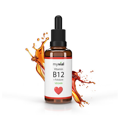 Vitamin B12 Tropfen - VEGAN - Methylcobalamin + Folat - hochdosiert 50 ml