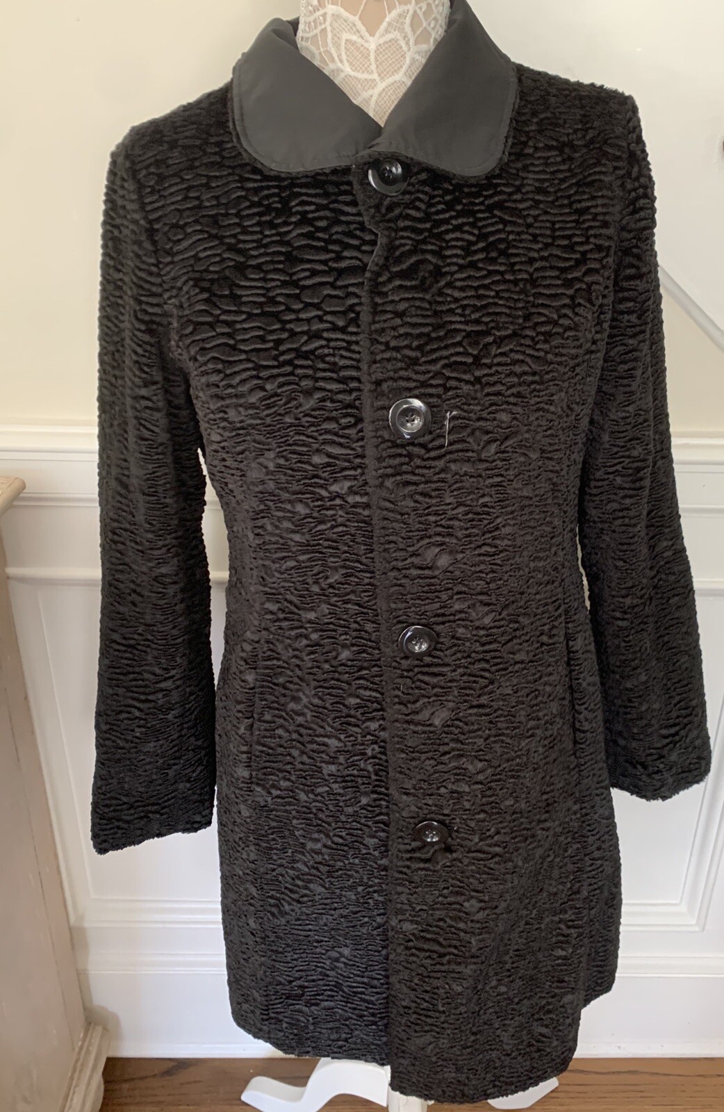 Embossed Faux Fur Reversible Rain Coat Gem