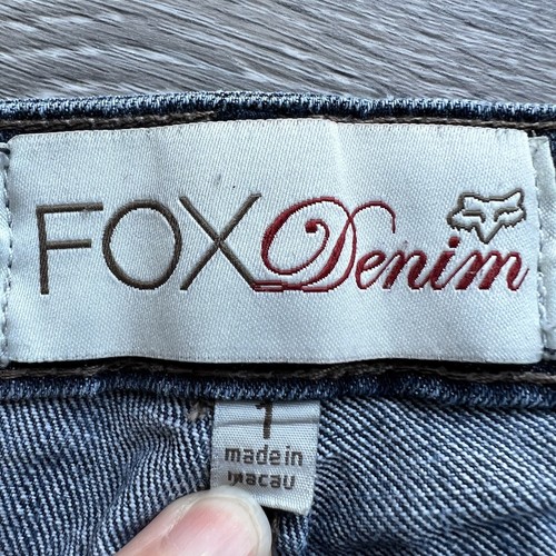 Fox Denim Jeans Womens Juniors Size 1 Jet Blue Medium Denim Low Rise - Picture 3 of 13