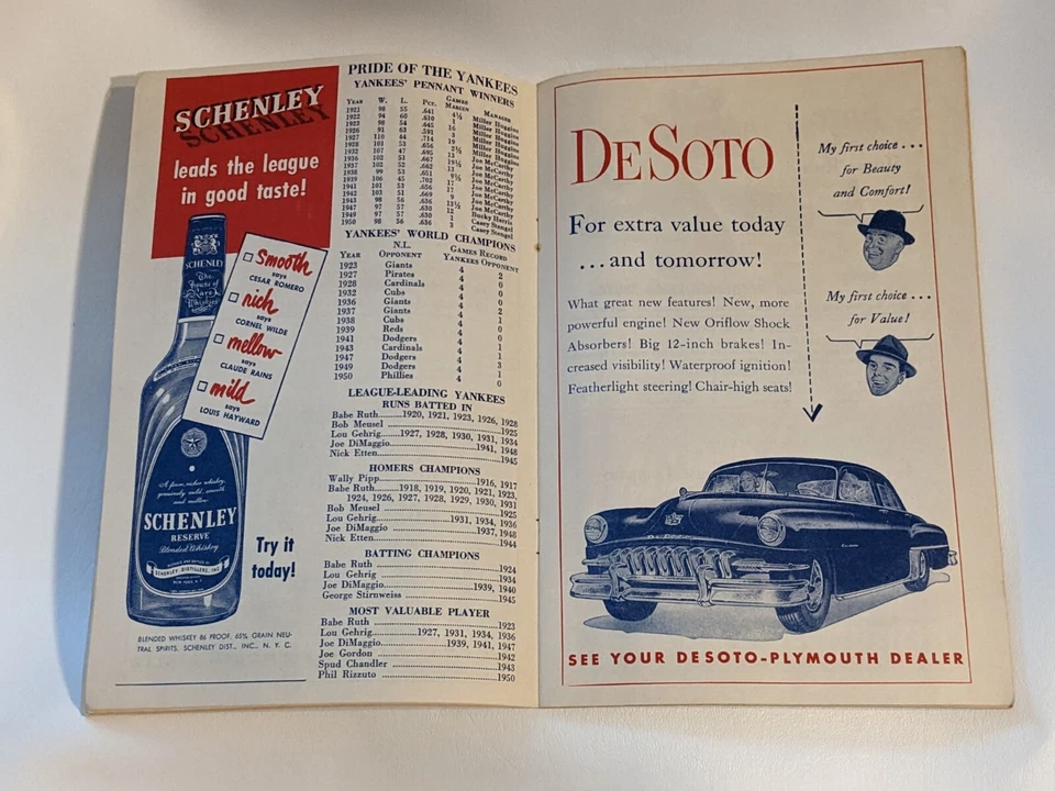 1951 Chicago Cubs  vs New York Yankees Stadium Program Scorecard Scored MLB - Image 4 of 4