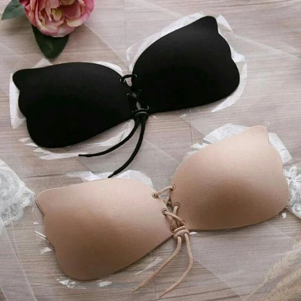 Strapless Backless BRA CLEAVAGE PROM WEDDING LACE UP PUSH-UP INSTANT LIFT BRAS - Image 2 of 4