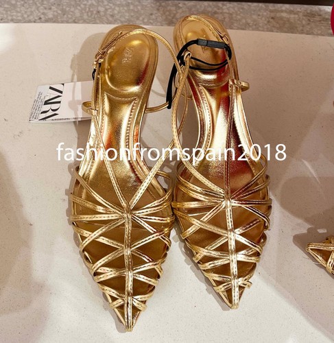 ZAPATOS ZARA MUJER NUEVOS METALIZADOS TACÓN ALTO DORADOS 35-42 2225/510/091 - Imagen 3 de 3
