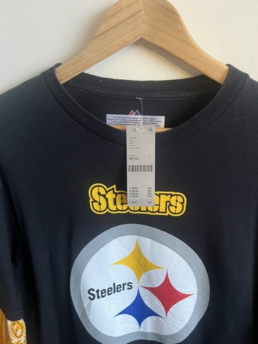 Urban Outfitters Reworked Vintage Steelers Black Bandana Sleeve T-Shirt Size M-L - Picture 2 of 16