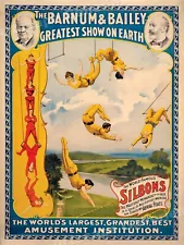 Barnum & Bailey - 1890s Famous Silbons Trapeze Circus Poster - 18x24