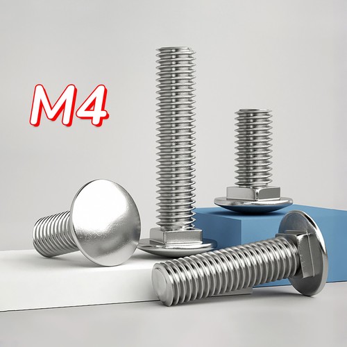 M4 (4mm Ø) CARRIAGE BOLTS CUP SQUARE DOME SCREWS A2 STAINLESS STEEL DIN 603 - Afbeelding 1 van 14