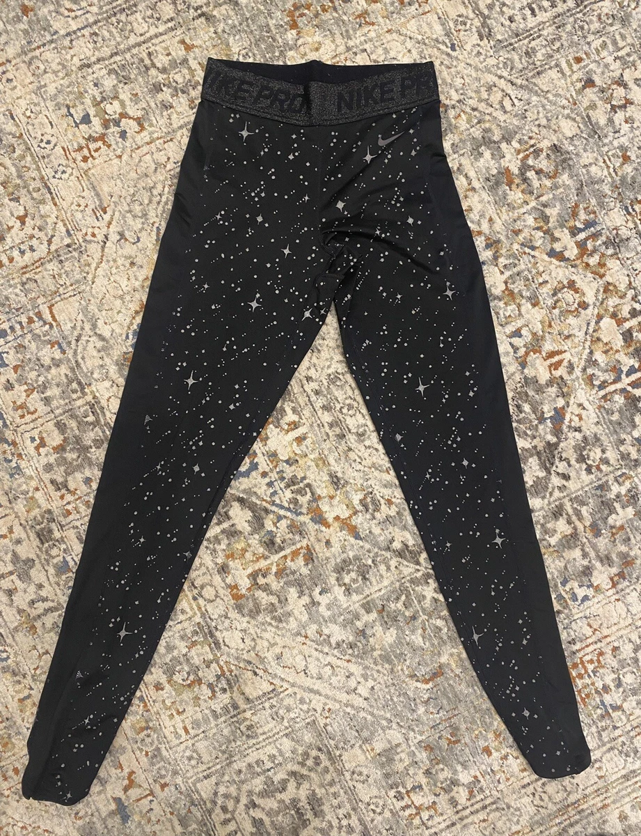 NIKE PRO Dri-Fit Leggings Women's Size XS Black Stars Glitter