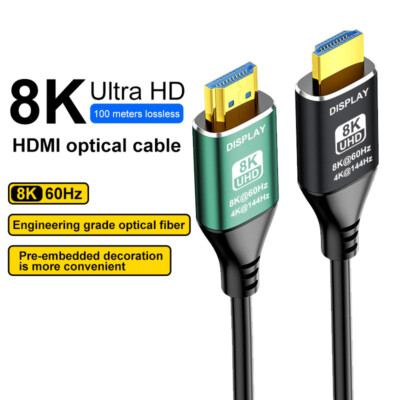 8K HDMI Fiber Optic Cable HDMI 2.1 Compatible Cable 8K/60Hz 4K/120Hz 48Gbps HDR