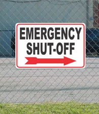 Emergency Shut-Off Arrow Metal Sign for Gas Station Parking Lot 12"x18"
