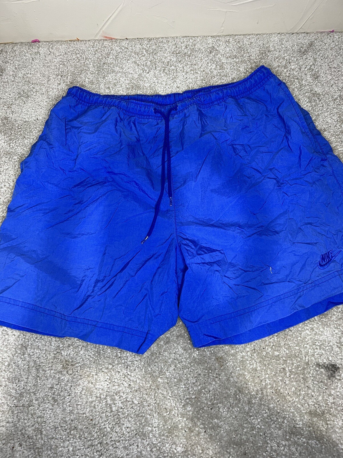Vtg Nike Split Shorts. Solid Blue. Embroidered Lo… - image 1