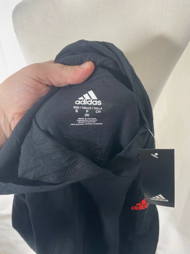 Boy's Small Long Sleeve Shirt Adidas Black Multicolor Logo Sleeve Hooded - Picture 6 of 7