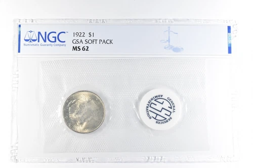 1922 Peace Silver Dollar GSA Soft Pack MS62 NGC *0535
