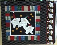 1 Wonderful "Three Santas" Christmas Cotton Fabric Panel