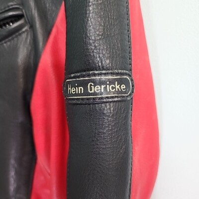 Hein Gericke Leather Motorcycle Jacket Adult size 38 Lined Red