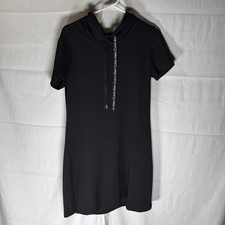 Calvin Klein Women’s Pullover Hoodie Short Dress With Pockets Black Size Medium