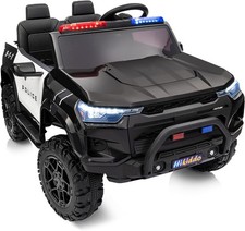 Hikiddo 24V 10Ah Electric Police Car Ride on Toy for Big Kids, 4WD 2 Seater Kids