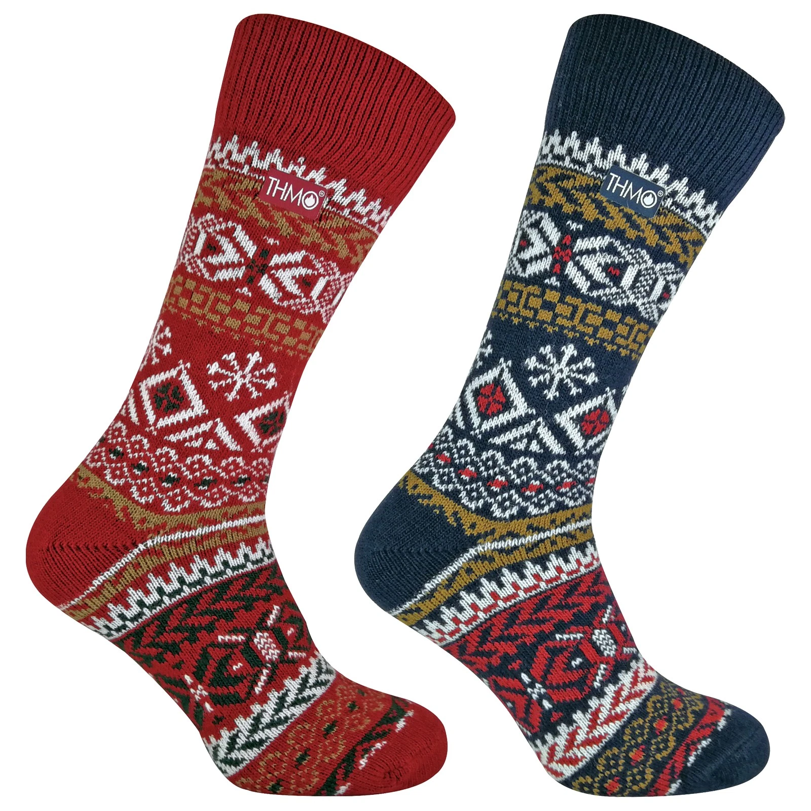 THMO - Mens Vintage Nordic Style Thick Thermal Wool Blend Socks