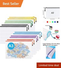 Versatile 12PCS A3 File Pouches - Stylish Waterproof Storage for Papers & Crafts