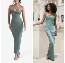 NEW House Of CB Charmaine XS  Plus Cup D/E Pine Green Maxi Corset Dress