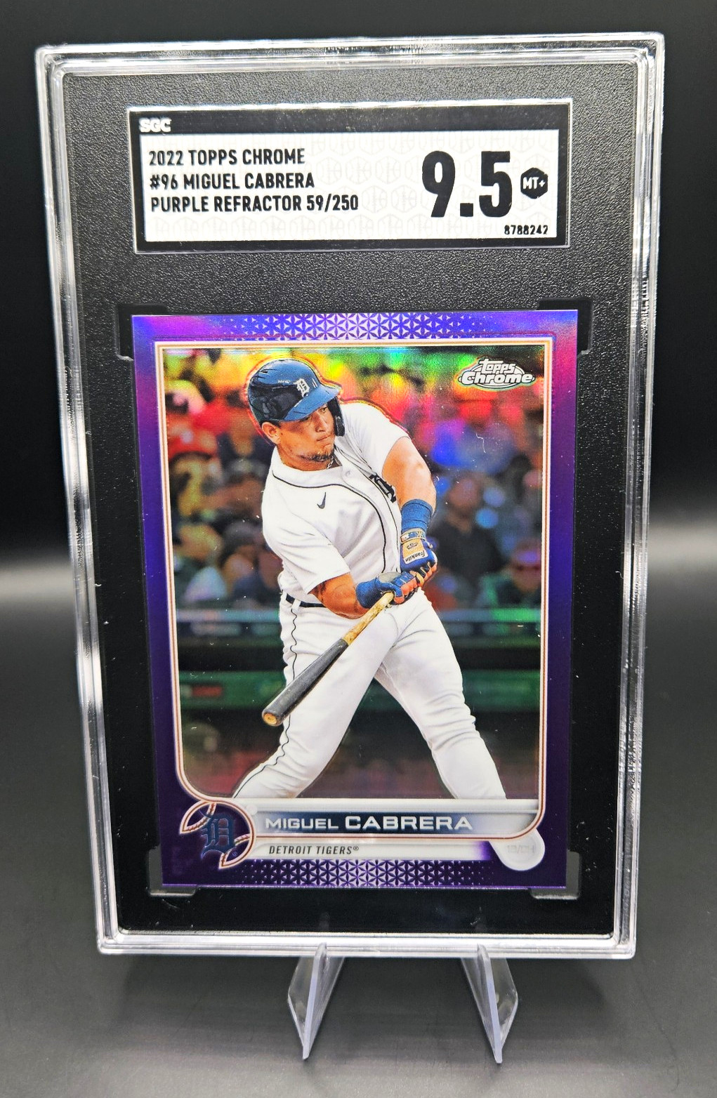 TOPPS 2022 Chrome Miguel Cabrera #96 Purple Refractor /250 Detroit Tigers