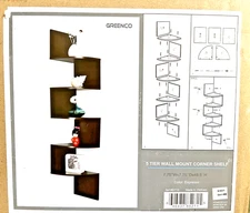 5-Tier Corner Shelf Wall-Mounted Floating Shelves, color is Espresso New in box