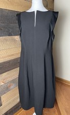 Halston Black A-Line V-Neck Dress with Pockets Size 14 Office Career Funeral