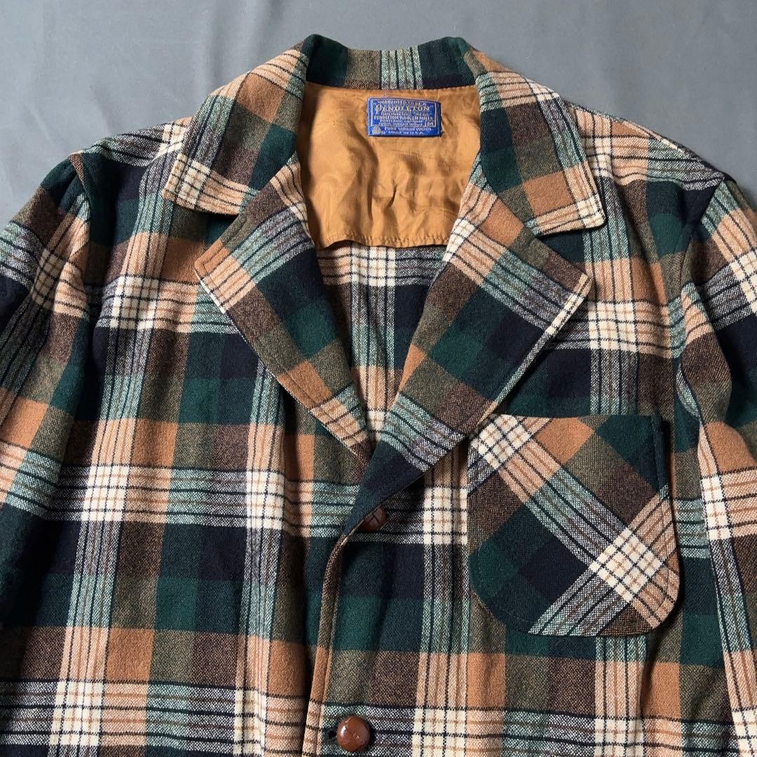 Pendleton 70s Wool Tailored Jacket Check Cover Bu… - image 2