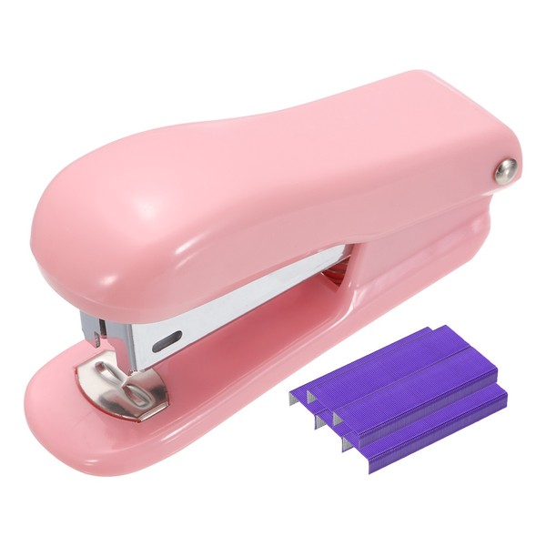 FüR Mini Desktop Hefter Mit 1000 Standard 26/6 Klammern 25 Blatt, Lila-image