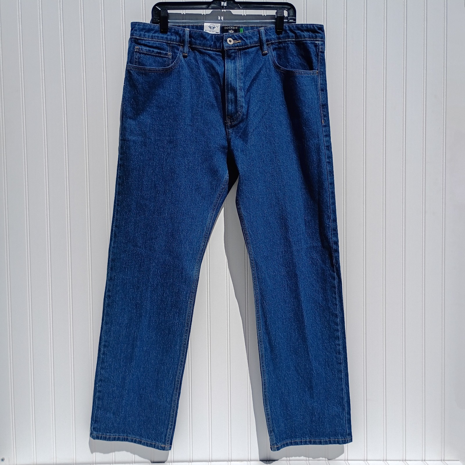 Men's 36 X 32 Jean Cut Straight Fit Stretch Blue Dark Denim
