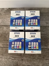 Epson 502 Genuine Combo Pack Ink Bottles Black Cyan Magenta Yellow for ET