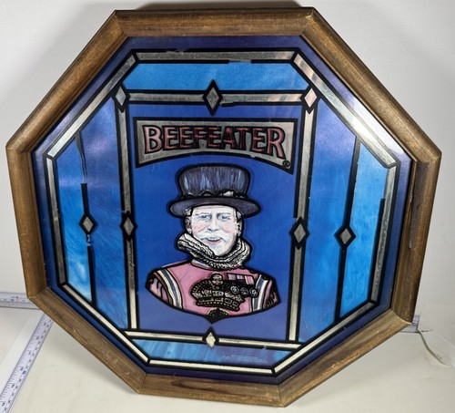 Vintage Beefeater Octagon Mirror Bar Sign 17" x 17" RARE
